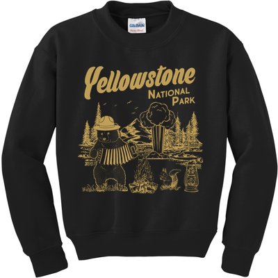 Yellowstone National Park Accordion Park Ranger Bear Kids Sweatshirt