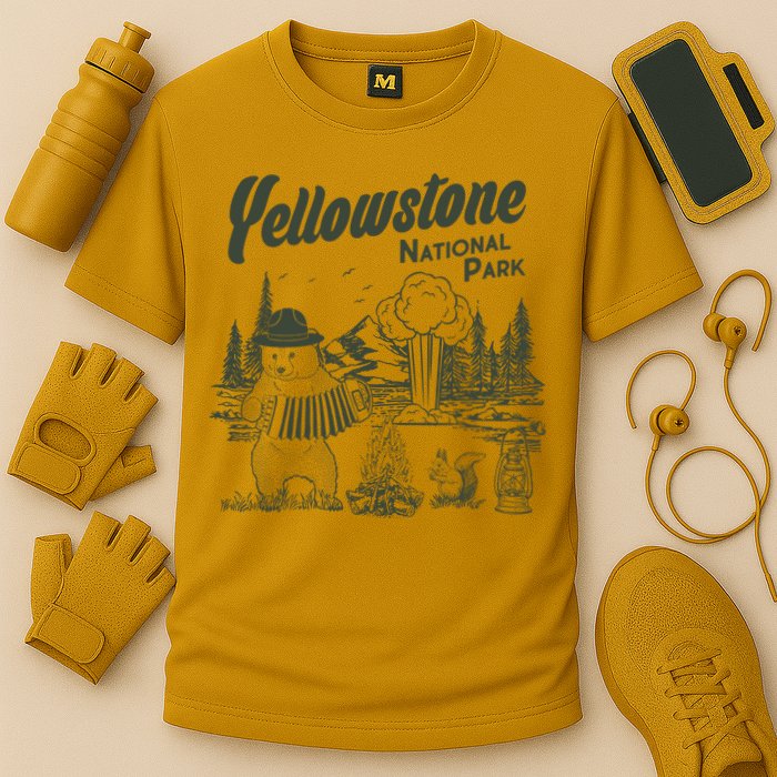Yellowstone National Park Accordion Park Ranger Bear Cooling Performance Crew T-Shirt