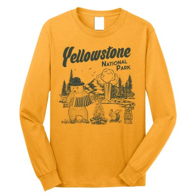 Yellowstone National Park Accordion Park Ranger Bear Long Sleeve Shirt