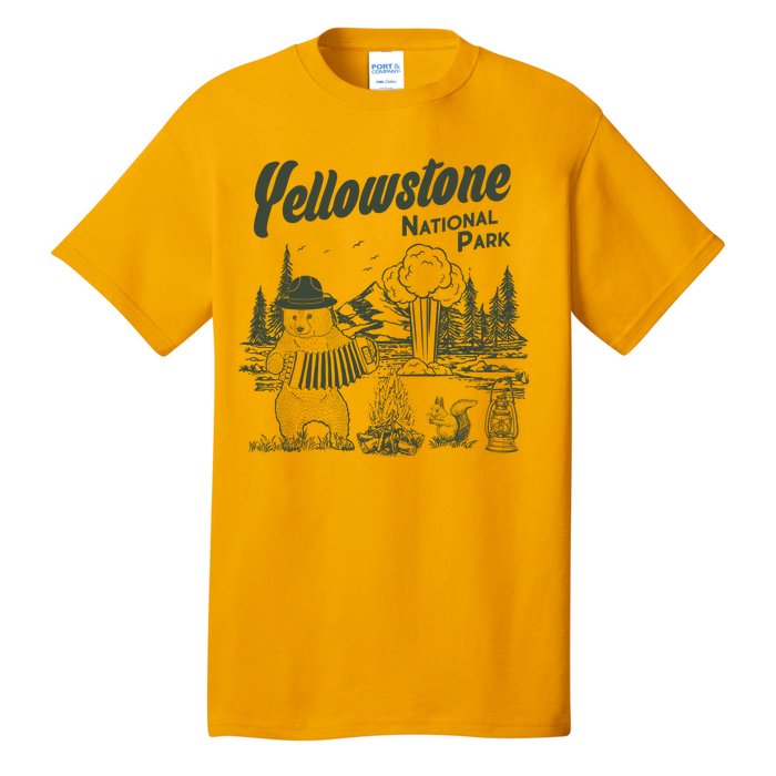 Yellowstone National Park Accordion Park Ranger Bear Tall T-Shirt