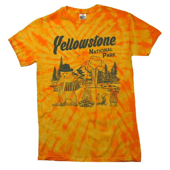 Yellowstone National Park Accordion Park Ranger Bear Tie-Dye T-Shirt