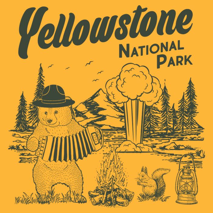 Yellowstone National Park Accordion Park Ranger Bear Trucker Hat