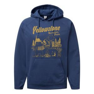 Yellowstone National Park Accordion Park Ranger Bear Performance Fleece Hoodie