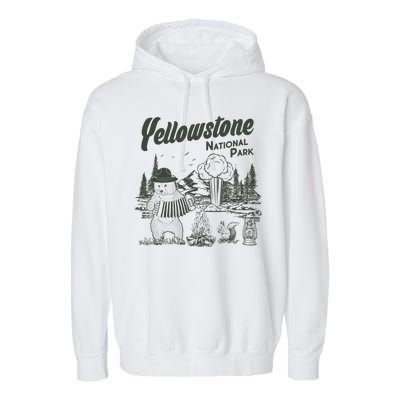 Yellowstone National Park Accordion Park Ranger Bear Garment-Dyed Fleece Hoodie