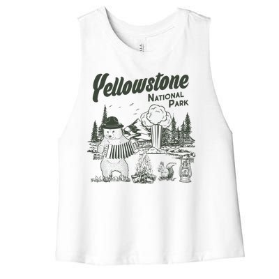 Yellowstone National Park Accordion Park Ranger Bear Women's Racerback Cropped Tank