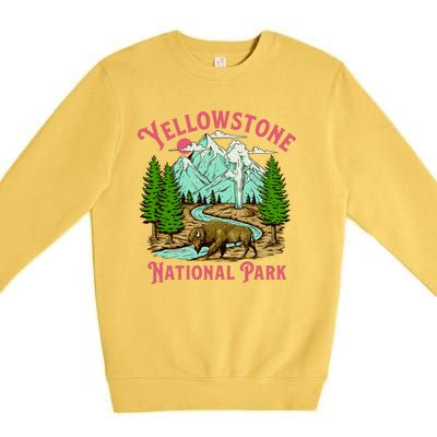 Yellowstone National Park Illustration Premium Crewneck Sweatshirt