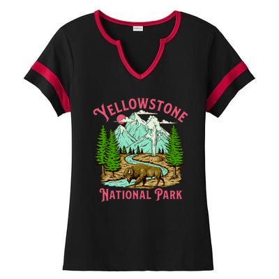 Yellowstone National Park Illustration Ladies Halftime Notch Neck Tee