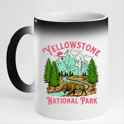 Yellowstone National Park Illustration 11oz Black Color Changing Mug