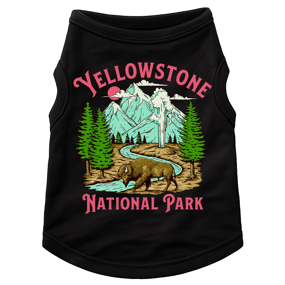 Yellowstone National Park Illustration Doggie Tank