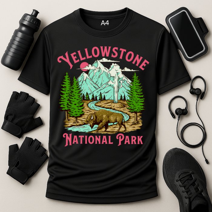Yellowstone National Park Illustration Performance Shirt