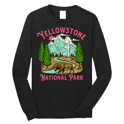 Yellowstone National Park Illustration Long Sleeve Shirt
