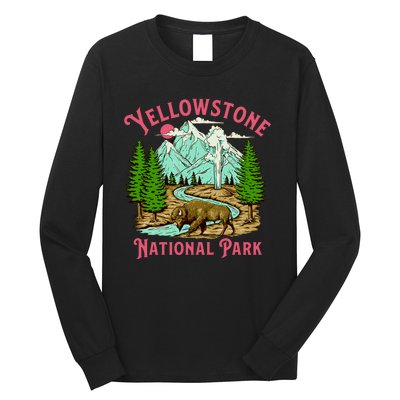 Yellowstone National Park Illustration Long Sleeve Shirt