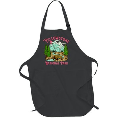 Yellowstone National Park Illustration Full-Length Apron With Pockets