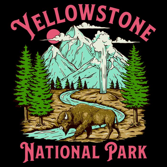 Yellowstone National Park Illustration T-Shirt