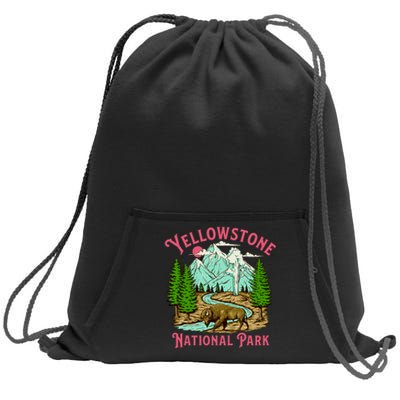 Yellowstone National Park Illustration Sweatshirt Cinch Pack Bag