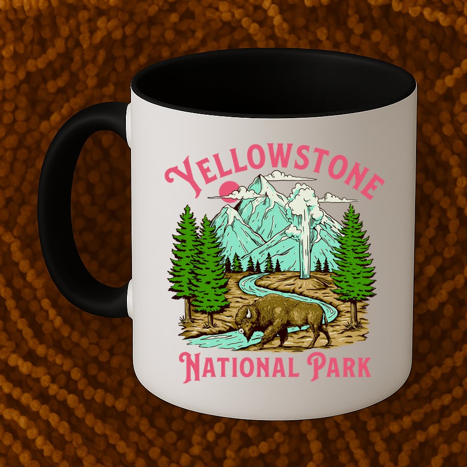 Yellowstone National Park Illustration Mug
