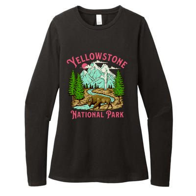 Yellowstone National Park Illustration Womens CVC Long Sleeve Shirt