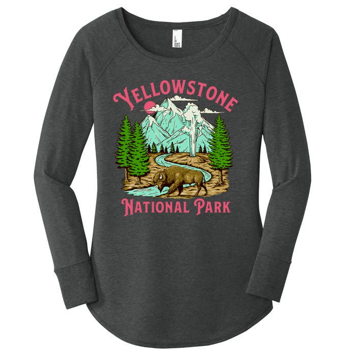 Yellowstone National Park Illustration Women's Perfect Tri Tunic Long Sleeve Shirt