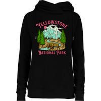 Yellowstone National Park Illustration Womens Funnel Neck Pullover Hood