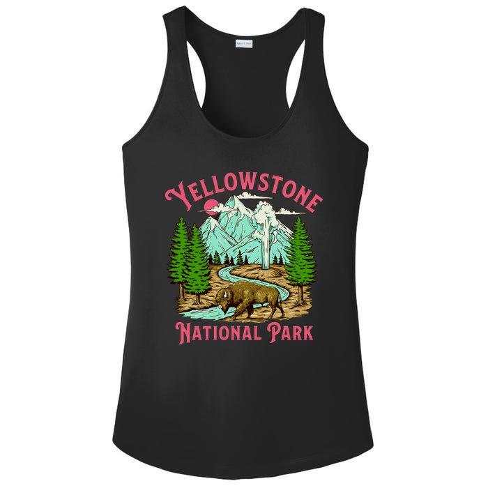 Yellowstone National Park Illustration Ladies PosiCharge Competitor Racerback Tank