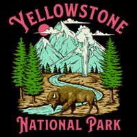 Yellowstone National Park Illustration Cooling Performance Long Sleeve Crew