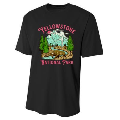 Yellowstone National Park Illustration Performance Sprint T-Shirt