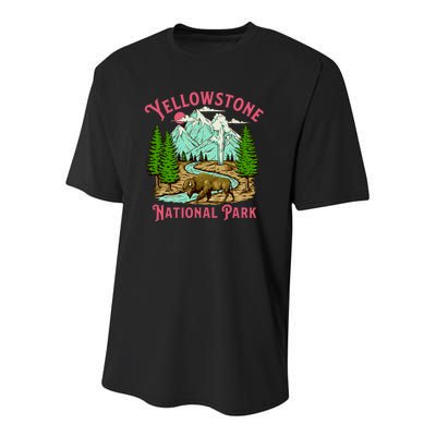 Yellowstone National Park Illustration Youth Performance Sprint T-Shirt