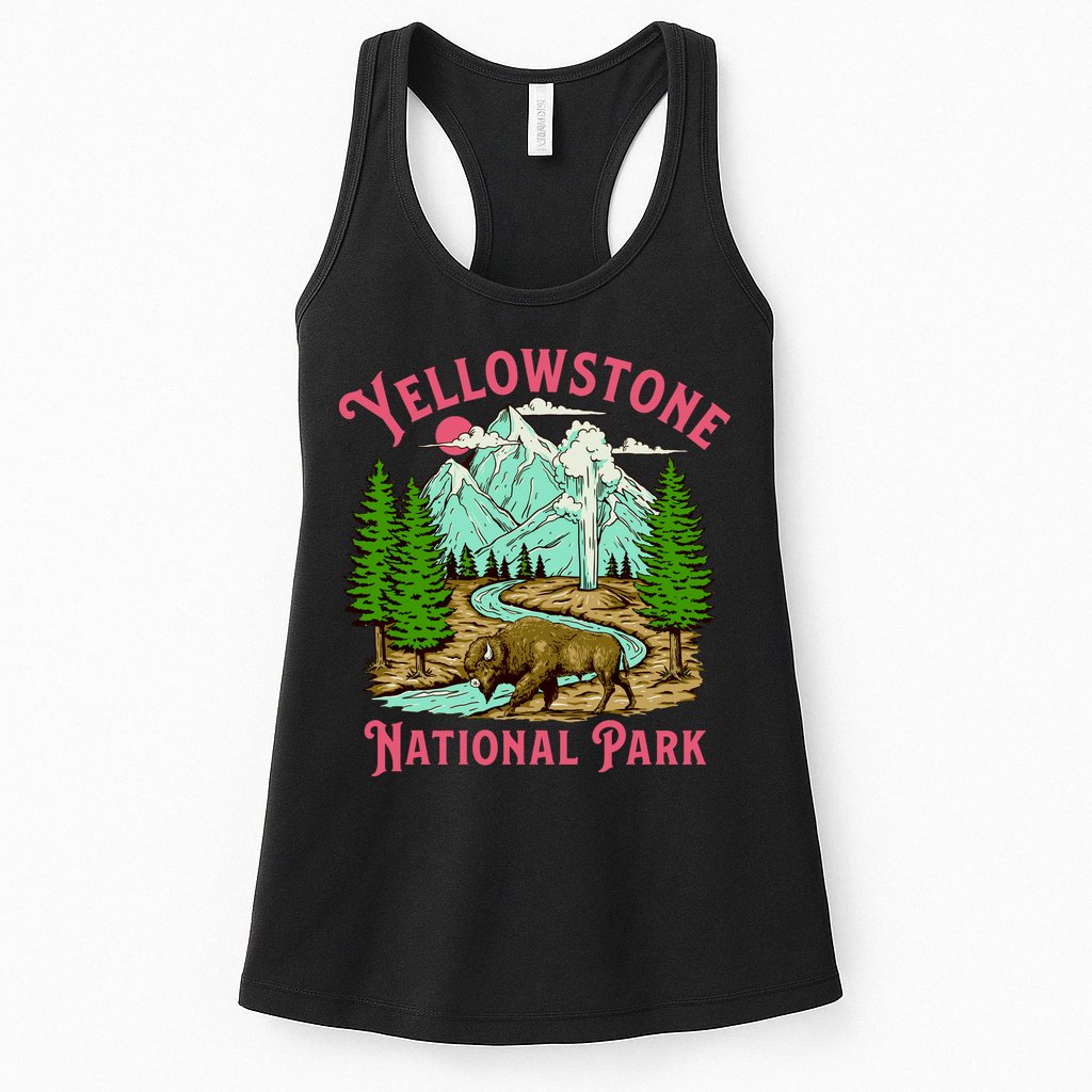 Yellowstone National Park Illustration Womens Tank Top