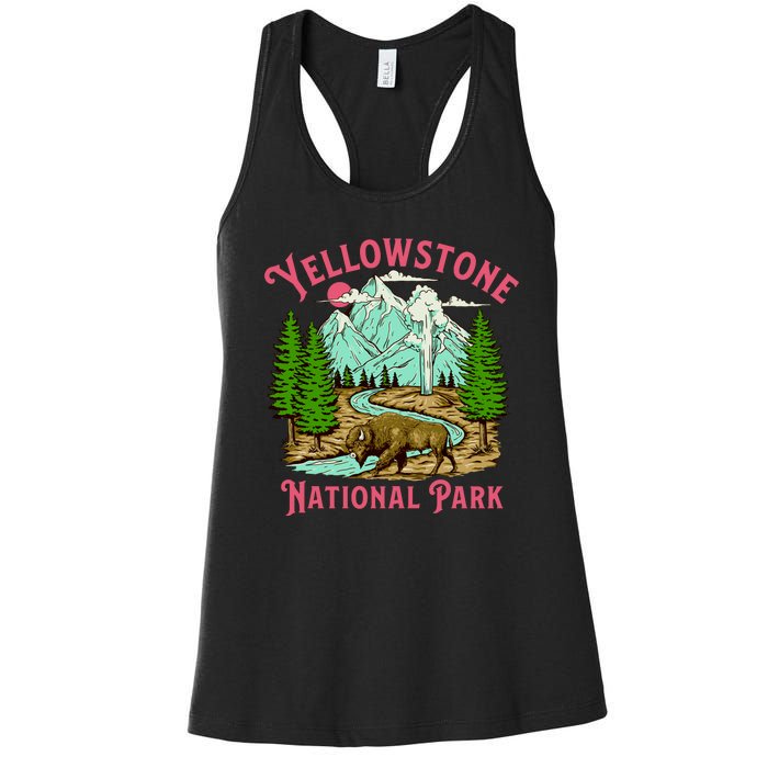 Yellowstone National Park Illustration Women's Racerback Tank