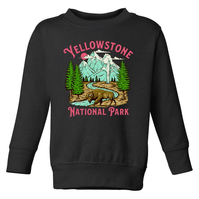 Yellowstone National Park Illustration Toddler Sweatshirt