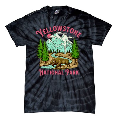 Yellowstone National Park Illustration Tie-Dye T-Shirt