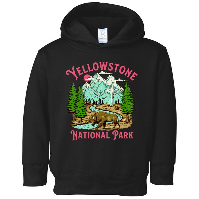 Yellowstone National Park Illustration Toddler Hoodie