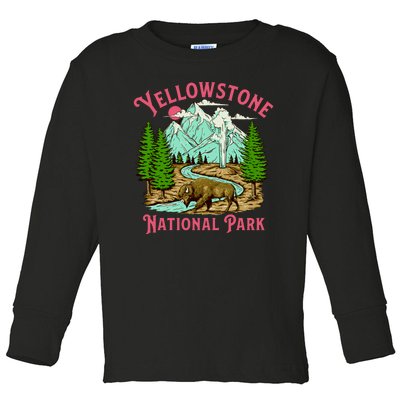 Yellowstone National Park Illustration Toddler Long Sleeve Shirt