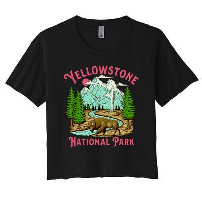 Yellowstone National Park Illustration Women's Crop Top Tee