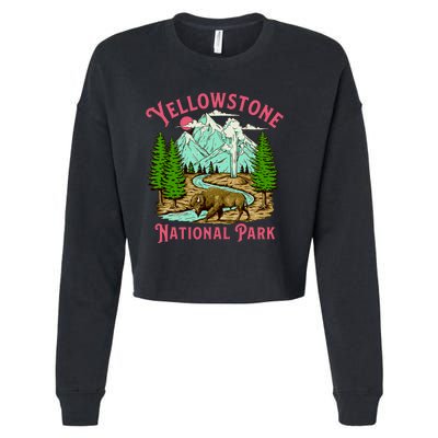 Yellowstone National Park Illustration Cropped Pullover Crew