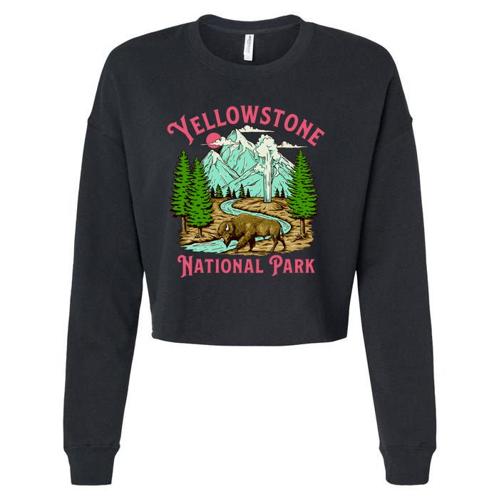 Yellowstone National Park Illustration Cropped Pullover Crew