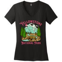 Yellowstone National Park Illustration Women's V-Neck T-Shirt