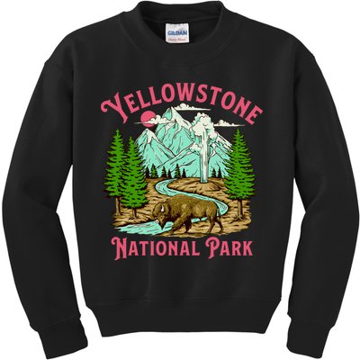 Yellowstone National Park Illustration Kids Sweatshirt