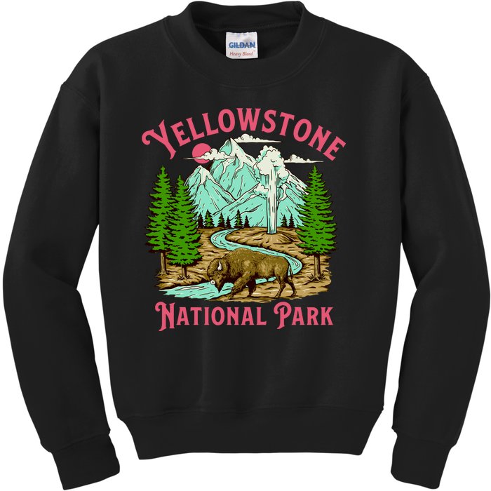 Yellowstone National Park Illustration Kids Sweatshirt