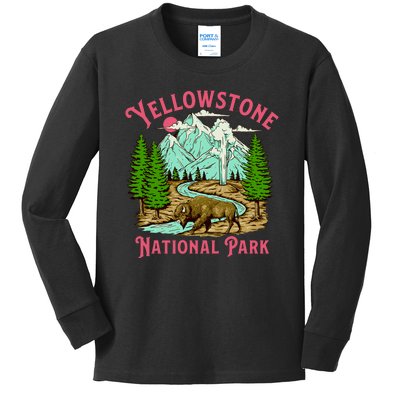 Yellowstone National Park Illustration Kids Long Sleeve Shirt