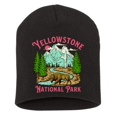 Yellowstone National Park Illustration Short Acrylic Beanie