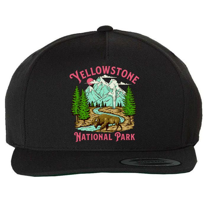 Yellowstone National Park Illustration Wool Snapback Cap