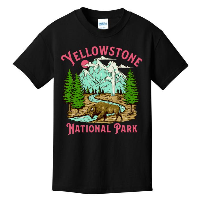 Yellowstone National Park Illustration Kids T-Shirt