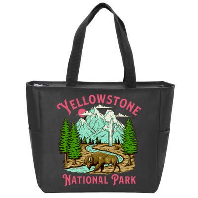 Yellowstone National Park Illustration Zip Tote Bag