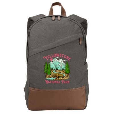 Yellowstone National Park Illustration Cotton Canvas Backpack