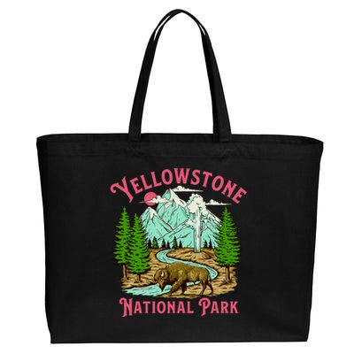 Yellowstone National Park Illustration Cotton Canvas Jumbo Tote