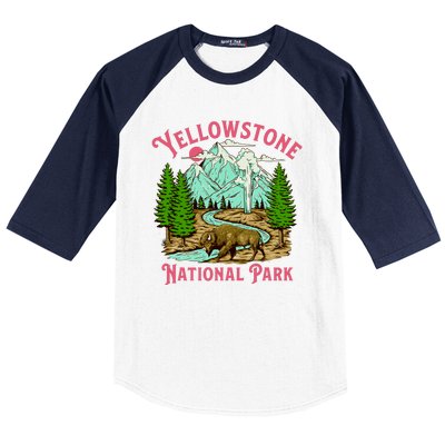 Yellowstone National Park Illustration Baseball Sleeve Shirt