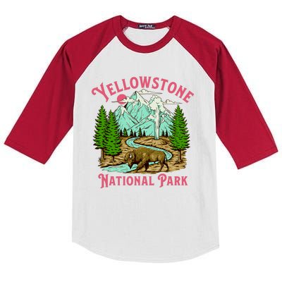 Yellowstone National Park Illustration Kids Colorblock Raglan Jersey