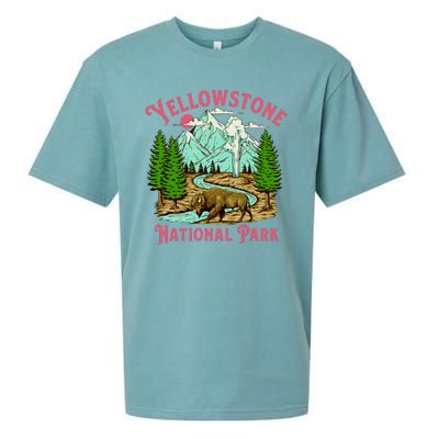 Yellowstone National Park Illustration Sueded Cloud Jersey T-Shirt