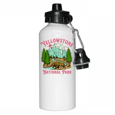 Yellowstone National Park Illustration Aluminum Water Bottle